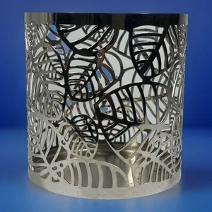 Yankee Candle Silver Metal Leaf Cutout Jar Candle Holder Vintage - Picture 1 of 16