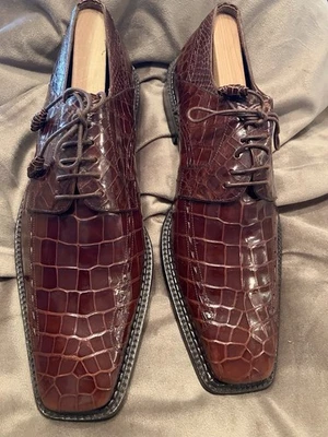 Mezlan Platinum  Alligator Shoes Men's  M Crocodile Cognac Leather Spain Size 9 - Image 1 of 4