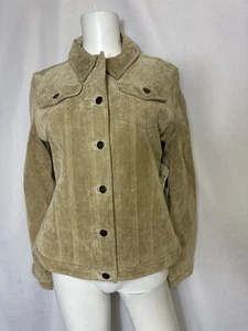 Vintage Fabio Suede Leather Tan Beige Jacket Button Washable Womens Small NWT - Picture 1 of 5