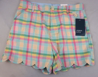 Pantalones Cortos Crown & Ivy Niños Niña Pastel Cuadros Talla 16 Etiquetas Envío Gratis Foto 1 de 4