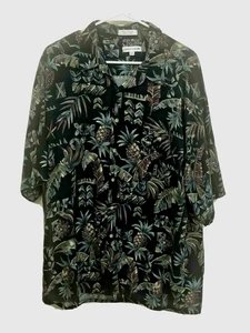 Pierre Cardin Camicia Uomo Manica Corta Grande Rayon Floreale Hawaiano Nero 5M36 - Foto 1 di 6