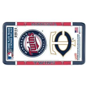 MINNESOTA TWINS THIN RIM LICENSE PLATE FRAME WITH 2 DECALS NEW WINCRAFT ⚾ 🚗 - Picture 1 of 1