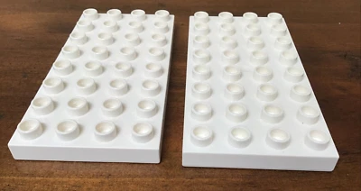 Set of 2 LEGO DUPLO BASEPLATES 4 x 8 STUDS FLAT WHITE FLOOR PLATFORM BASE - Image 1 of 4