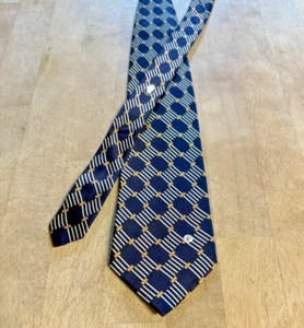 VTG V2 Versace Classic Silk Necktie Tie - Navy/Silver - Made in Italy - Picture 1 of 3