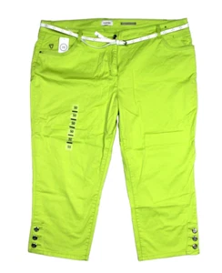 C&A CANDA Damen Stretch Caprihose kurze 3/4 7/8 Hose mit Gürtel neongrün Gr. 50 - Bild 1 von 5
