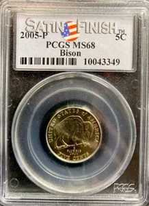 2005-P Jefferson Bison Nickel PCGS MS68 Satin Finish! ENN Coins! - Picture 1 of 2