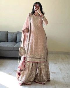 Indian Salwar Kameez Pakistani Salwar Suit Designer Suit Kurta Sharara Party - Picture 1 of 9