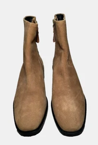 John Lewis Suede Ankle Boots UK 7 / 40 Patsey Brown Chelsea Zip Up Low Heel - Picture 1 of 17