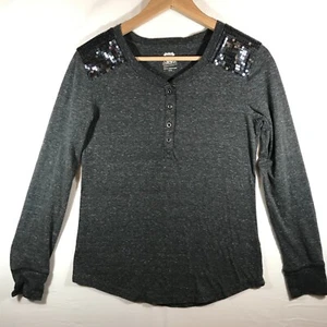 Route 66 Women's Small Heather Dark Gray Henley Long Sleeve Shirt - Picture 1 of 10