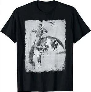 Cowboy Rodeo Horse Vintage Riding T-Shirt - Picture 1 of 12