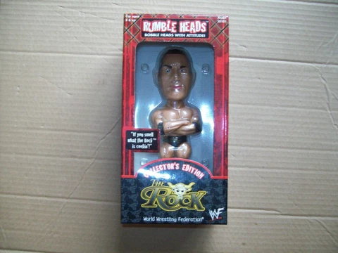 THE ROCK BOBBLEHEAD "Rumble Heads" BRAND NEW IN BOX 2001 WWE AEW WcW WWF NJPW Dx Cover