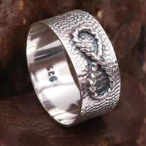 Massiver 925 Sterling Silber Band & Statement Ring Handarbeit Ring alle Größen-U-109 - Bild 1 von 12