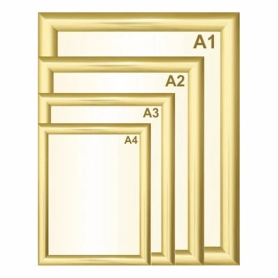 SIGN PRINT LAB Gold Snap Frames Poster Clip Holders Displays Retail wall notice A1 A2 A3 A4