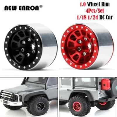 4Pc Beadlock 1.0" Wheel Rim RC Tires for RC Car Micro Crawler 1/24 SCX24 90081 - Image 1 of 4