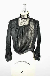 Vintage viktorianische Bluse mit Spitze und hohem Kragen - Bild 1 von 8