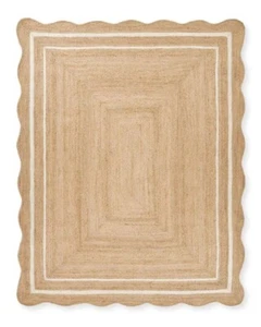 Scallop Rug Runner 100% natural jute braided handmade carpet area rug - Picture 1 of 5