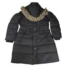 Kenneth Cole NY Womens Large Black Long Down Puffer Parka Removeable Hood