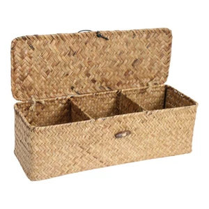 Straw 33cm Woven Case w/ Section Storage Home/Kitchen Organiser Decor Natural - Picture 1 of 2