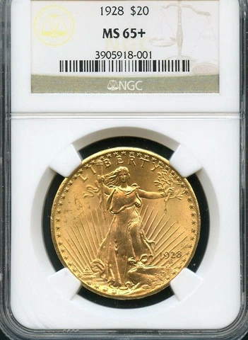 1928 $20 Saint Gaudens Gold Double Eagle NGC MS65+   (001) Cover