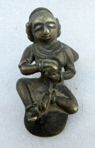 Antike alte handgeschnitzte feine Messing seltene indische Hindu Heiliges Idol Figur Statue - Bild 1 von 9