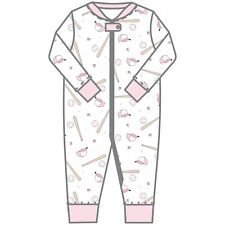 Magnolia Baby Girls LITTLE ALL STAR Zipped Pajamas Pink Pima Cotton NEW