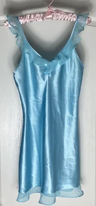 Jones New York nightgown small blue spaghetti straps chiffon ruffles - Picture 1 of 8