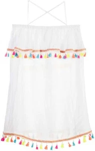 PilyQ Girl's Plume Water Lily Tassel Dress White ( XS )  - Picture 1 of 1