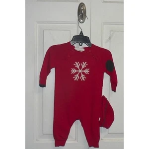 Mameluco y sombrero de manga larga Firsts by Petit Lem en copo de nieve rojo precio de venta sugerido por el fabricante 64 USD - Imagen 1 de 4