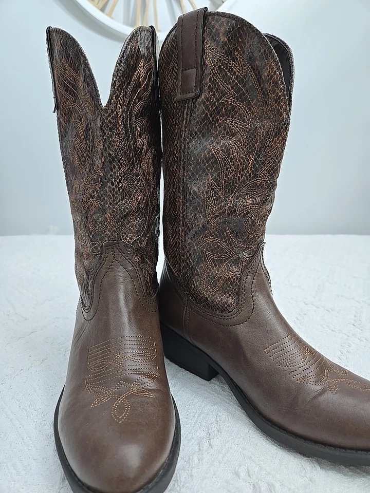 Botas vaqueras para mujer Rampage marrones talla 6,5 M Walden Western Foto 1 de 4