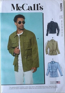 McCalls 8371 Mens Jackets 2 Lengths Sewing Pattern Sz 34-42 - Picture 1 of 1