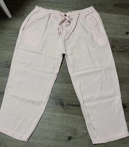 Jamaica Bay Womens Linen Pants XL Light Pink Relaxed Fit Elastic Waist - Picture 1 of 7