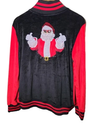 Chaqueta de Pista de Navidad Roja Negra Terciopelo Feo Santa Pequeña Unisex Blizzard Bay  Foto 1 de 4