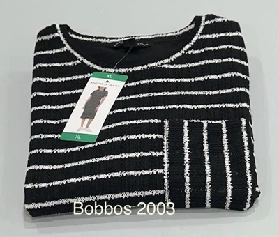 Vestido para mujer Andrew Marc tejido a rayas, negro/blanco, talla XL Foto 1 de 4