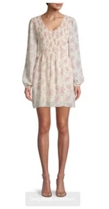 Lucca nwt Mini floral print dress with long sleeves, smocked details M - Picture 1 of 8
