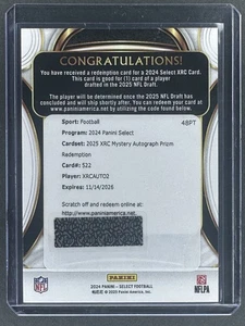 2024 Panini Select Ashton Jeanty 2025 XRC Mystery Auto Prizm REDEMPTION - Picture 1 of 2