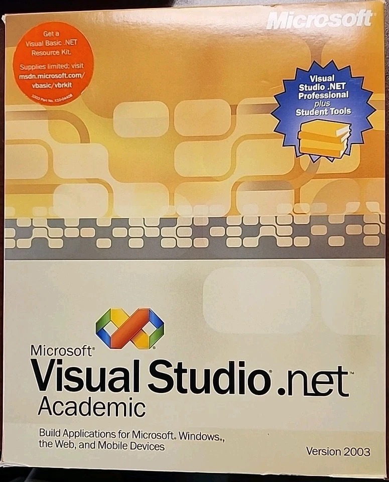 Microsoft Visual Studio .NET Professional 2003 (Retail) (1 User/s) - Full Version for Windows 659-01132
