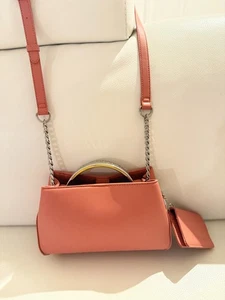 NWT STEVE MADDEN BDIALL CROSSBODY BAG SATCHEL PURSE W CREDIT CARD CASE APRICOT - Picture 1 of 11