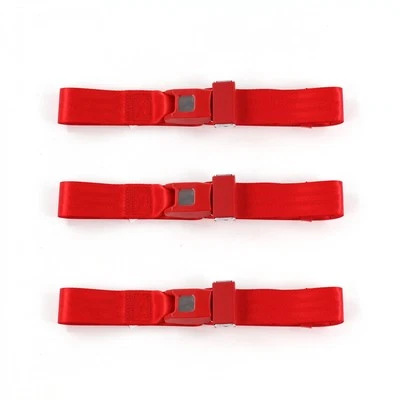 Triumph TR2, 3 1953 - 1961 Standard 2pt Red Lap Bench Seatbelt Kit - 3 Belts — 第 1/4 张图片