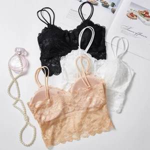 Sexy Women Lace Floral Bralette Bralet Bra Bustier Crop Tank Top Cami Padd*wIUL - Picture 1 of 11