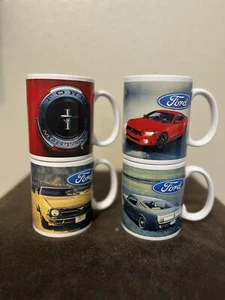 4pc Official FORD Mustang Vintage 1965 1971 Coffee Mugs Cup Set. - Picture 1 of 6