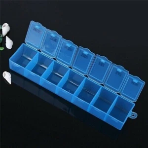 7 Tage Woche Pillendose Tablettenhalter Medizinspender Organizer Boxen Etui Blau - Bild 1 von 15