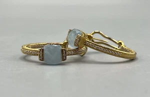 Judith Ripka .925 Sterling Silver Earrings Milky Aquamarine and CZ *Pre-Owned* - Bild 1 von 9