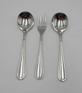 Oneida Nuevo Patrón de Borde Sopa Cucharas Tenedor de Cena 18/10 Acero Inoxidable Brillante Contorno 3p - Imagen 1 de 8