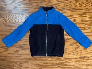 Little Boys Size 4 NAUTICA Blue/Black Colorblock Zip Microfiber Jacket - Picture 1 of 16