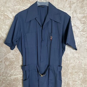 Vintage 60s 70s Jumpsuit One Piece Leisure Jump Coveralls Mod Disco Mens 40R - Picture 1 of 9