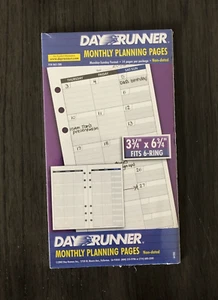 Day Runner Monthly Planning Pages Non-dated 3.75" x 6.75" Fits 6-ring Planners - Picture 1 of 4