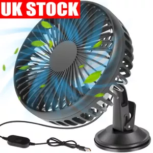 Universal 12V/24V 3 Speed USB Cooling Fan with Suction Cup For Car Van Caravan - Picture 1 of 15