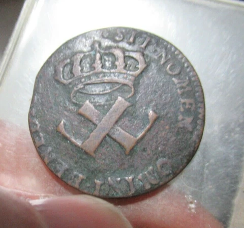 1721-H French Colonies Copper 9 Deniers, a true French-American Colonial Coin! Cover