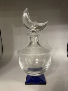 Cristal De Sevres France "Luna" Cobalt BlueBase Crystal Decanter w Crescent Moon - Picture 1 of 7
