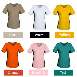 Women's V-Neck Scrub / Nursing Uniforms/ Medical Scrubs Top - Picture 1 of 48